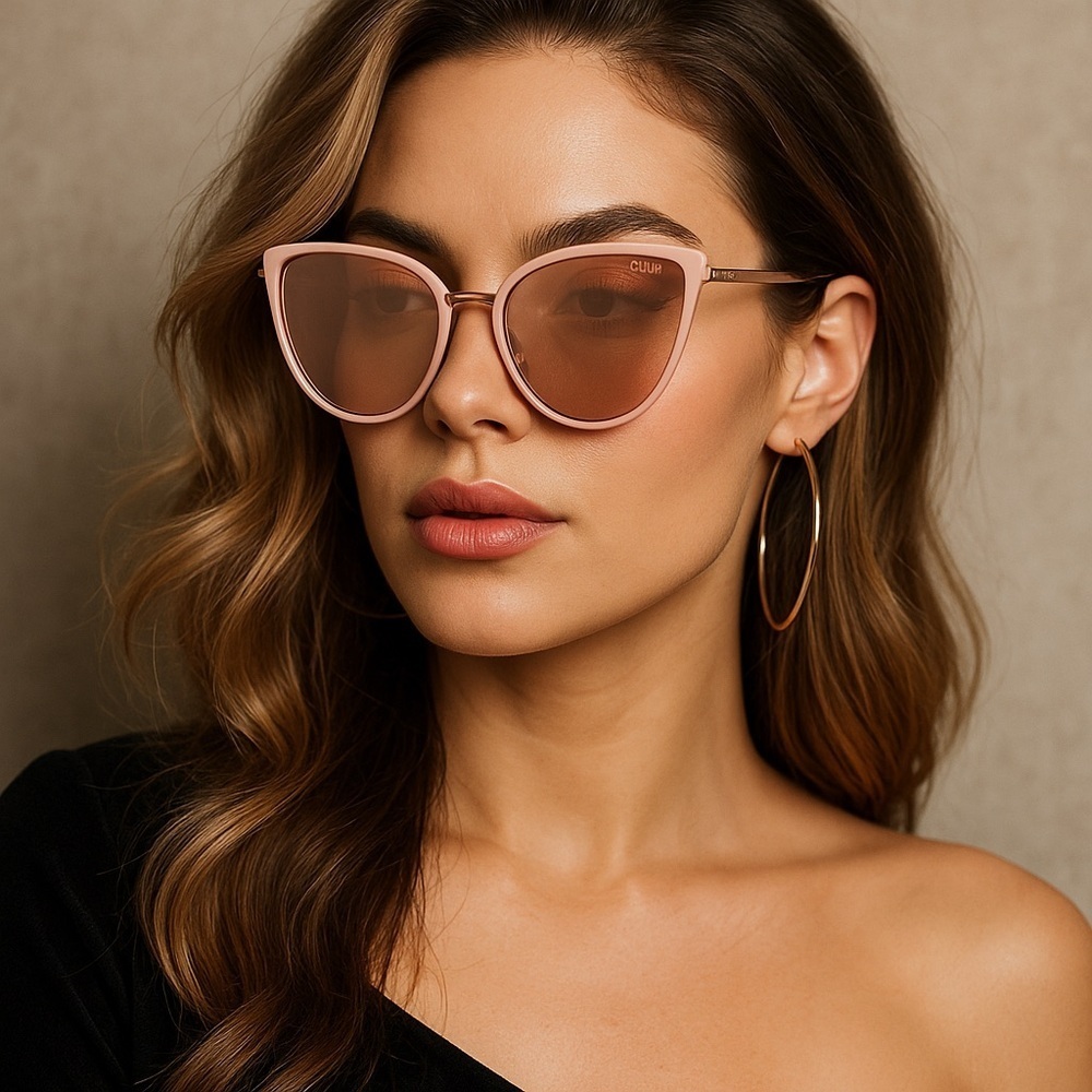 QUAY Australia “Flat Out” Cat Eye Sunglasses – Blush Pink / Rose Gold